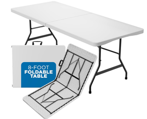 lot 57 image: Sorfey Portable Folding Table 8-Foot X 30 inch Plastic Indoor & Outdoor for Picnic, BBQ, Party
