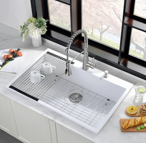 lot 58 image: 33 Inch Drop In Kitchen Sink-iAnomla Drop In Topmount Kitchen Sink