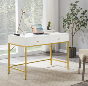 lot 76 image: SUPERJARE Vanity Desk with Drawers, 47 inch Computer Desk, Modern Simple Home Office Desks