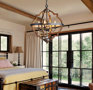 lot 86 image: Saint Mossi 4-Lights Wooden Finish Farmhouse Chandelier Light Fixture
