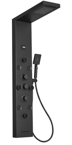 lot 93 image: BWE Shower Panel Rainfall Waterfall with Handheld Shower Matte Black