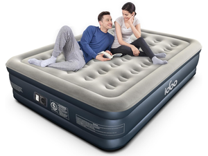 lot 100 image: iDOO QUEEN Air Mattress with Built in Pump, Inflatable Mattress for Camping & Guest