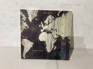 lot 594 image: Old World Map Blue Canvas Wall Decor