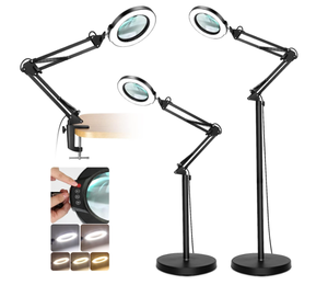 lot 445 image: 5X Magnifying Glass with Light and Stand, Krstlv LED 5 Color Modes