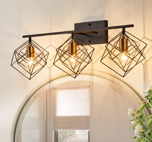 lot 455 image: BEHIYA 3 Lights Bathroom Vanity Light with 3 Bulbs, Industrial Bathroom Light Fixtures Over Mirror