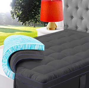 lot 583 image: ABENE 3 Inch Dual Layer Memory Foam Mattress Topper, King, Gray
