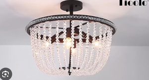 lot 587 image: Tioolo Crystal Chandelier, 4-Light Flush Mount