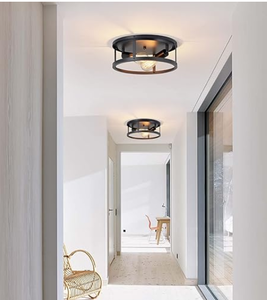 lot 589 image: Mount Ceiling Light,13 Inch Industrial Farmhouse Ceiling Light Fixture,2-Light Matte Black