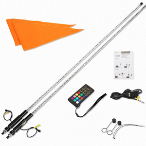 lot 597 image: kemimoto UTV ATV LED Whip Lights, 2PC 5FT Whip Flag Light