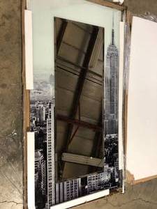 72 in. x 36 in. My N.Y. Rectangle Framed Printed Tempered Art Glass Beveled Accent Mirror by Empire Art Direct Customer Returns See Pictures