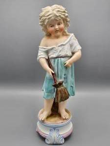 lot 92 image: Sweet Little Girl Holding Broom