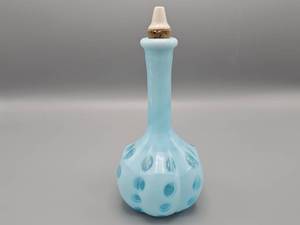 lot 36 image: Fenton Blue Coin Dot Barber Bottle With Stopper