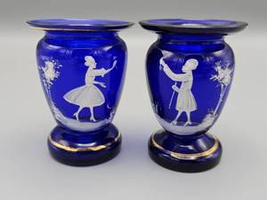 lot 59 image: Pair of Small Cobalt Blue Vases