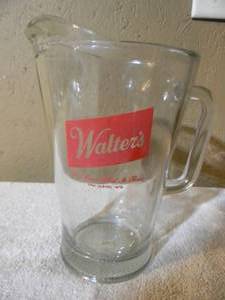 lot 42 image: Vintage WALTERS Glass Beer Pitcher, Eau Claire, Wis. - NICE - AWESOME OLD SCHOOL PIECE - SEE PICTURES