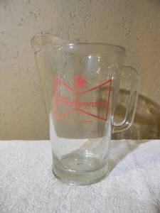 lot 43 image: Vintage BUDWEISER KING OF BEERS Glass Beer Pitcher - NICE - COOL OLD SCHOOL PIECE - SEE PICTURES