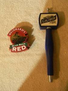 lot 60 image: RARE, CITY BREWERY LaCrosse Light Beer TAP HANDLE & WEINHARDS RED Blue Boar Beer TAP HANDLE - COOL PIECES - SEE PICTURES