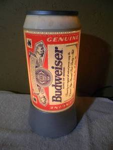 lot 63 image: VINTAGE LARGE BUDWEISER CAN MOTION LIGHT - WORKS - FANTASTIC PIECE - APPROX 13 - SEE PICTURES