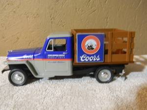 lot 66 image: LIBERTY CLASSICS COORS 53 Willys Jeep Stakebed Truck LIMITED EDITION #75553 - NEW IN BOX - VERY COOL PIECE - SEE PICTURES