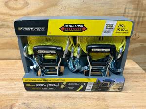 lot 61 image: SMARTSTRAPS Pack of 2- 20 ft Commercial Ratchet Tie Downs