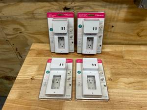 lot 77 image: ALURATEK Lot of 4- 2-Port USB Charging Wall Plates