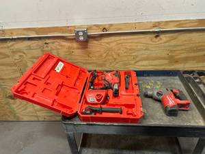 lot 20 image: MILWAUKEE M12 Hammer Vac with Charger and Case plus 1 M18 SDS Plus Rotary Hammer (batteries not included)