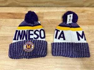 lot 103 image: MINNESOTA Gear Lot of 2- Winter Pom Pom Hats (Vikings colors)