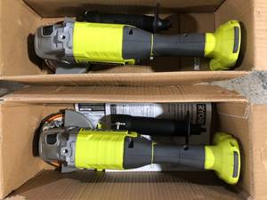 Lot of 2 RYOBI ONE 18V Cordless 4-12 in. Angle Grinder (Tool Only)     Customer Returns See Pictures