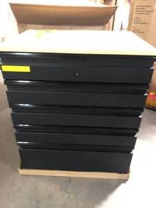 Husky Heavy Duty 18-Gauge Steel 5-Drawer Black Garage Base Cabinet   Customer Returns See Pictures