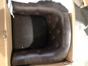 Uixe Mid-Century Modern Chocolate PU Leather Accent Chair, Upholstered Arm Chair Customer Returns See Pictures