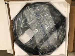 Alex 32 in. x 32 in. Wood Satin Black Shelf Mirror  Customer Returns See Pictures