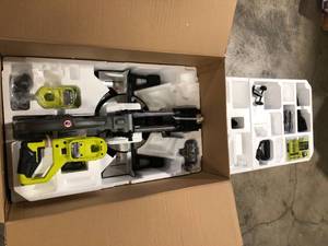 RYOBI ONE HP 18V Brushless Cordless 10 in. Sliding Compound Miter Saw Kit with 4.0 Ah HIGH PERFORMANCE Battery and Charger Customer Returns See Pictures