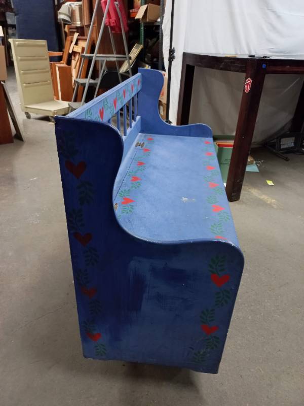 lot 97 image: Hand Painted Wood Storage Bench