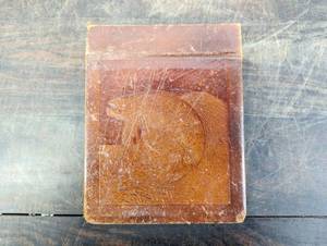 lot 107 image: Leather Embroidered Advertisement Box