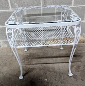 lot 12 image: Glass Patio End Table