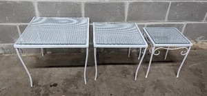 lot 22 image: Set Of Three Glass Patio Nesting Tables