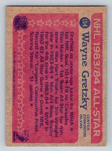 lot 30 image: Wayne Gretzky 1984 Topps #154 Vintage Hockey Card