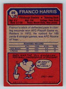lot 34A image: Franco Harris RC 1973 Topps #89 Vintage Football Card