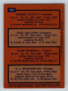 lot 37A image: Paul Molitor  Alan Trammell RC 1978 Topps #707 Rookie Vintage Baseball Card