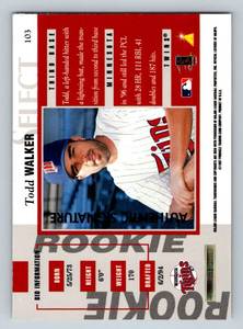 lot 54 image: Todd Walker Auto RC - 1997 Pinnacle Select #103 Minnesota Twins Baseball Card