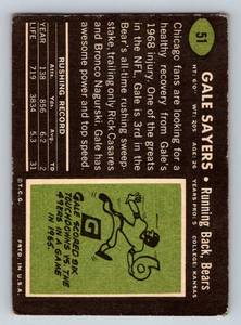 lot 54A image: Gale Sayers 1969 Topps #51 Vintage Football Card