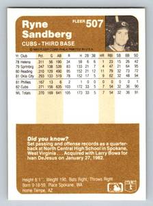 lot 72 image: Ryne Sandberg RC 1983 Fleer #507 Rookie Vintage Baseball Card