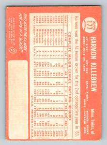 lot 77 image: Harmon Killebrew 1964 Topps #177 Vintage Minnesota Twins Baseball Card