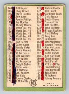 lot 82A image: Mickey Mantle 1967 Topps #103 Checklist (marked) Vintage Baseball Card