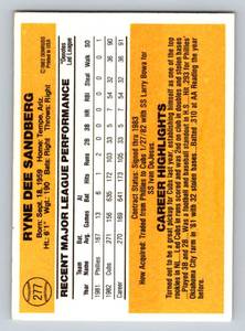 lot 84 image: Ryne Sandberg RC 1983 Donruss #277 Rookie Vintage Baseball Card