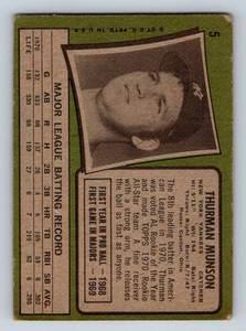 lot 97A image: Thurman Munson Rookie Cup 1971 Topps #5 Vintage Baseball Card