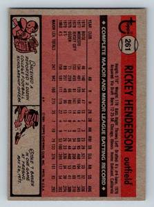 lot 98A image: Rickey Henderson 2nd Year 1981 Topps #261 Vintage Baseball Card