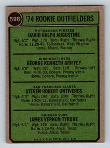 lot 102 image: Ken Griffey Sr. RC 1974 Topps #598 Rookie Outfielders Vintage Baseball Card