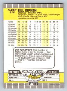 lot 106 image: Billy Ripken Error Rookie Card Black Box 1989 Fleer #616 Iconic Baseball Card