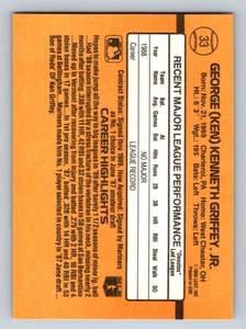 lot 113 image: Ken Griffey Jr. RC 1989 Donruss Rated Rookie #33 Baseball Card