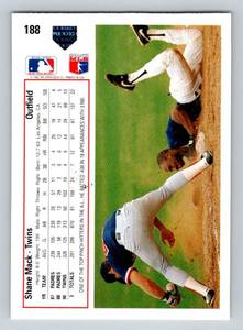 lot 121 image: Shane Mack Autographed Card - 1991 Upper Deck #188 Signed Minnesota Twins Baseball Card